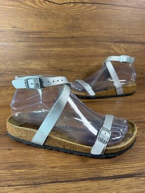 Birkenstock Yara Silver Birko-Flor Buckle Strap Sandal Women’s Size 5 US 36 EU